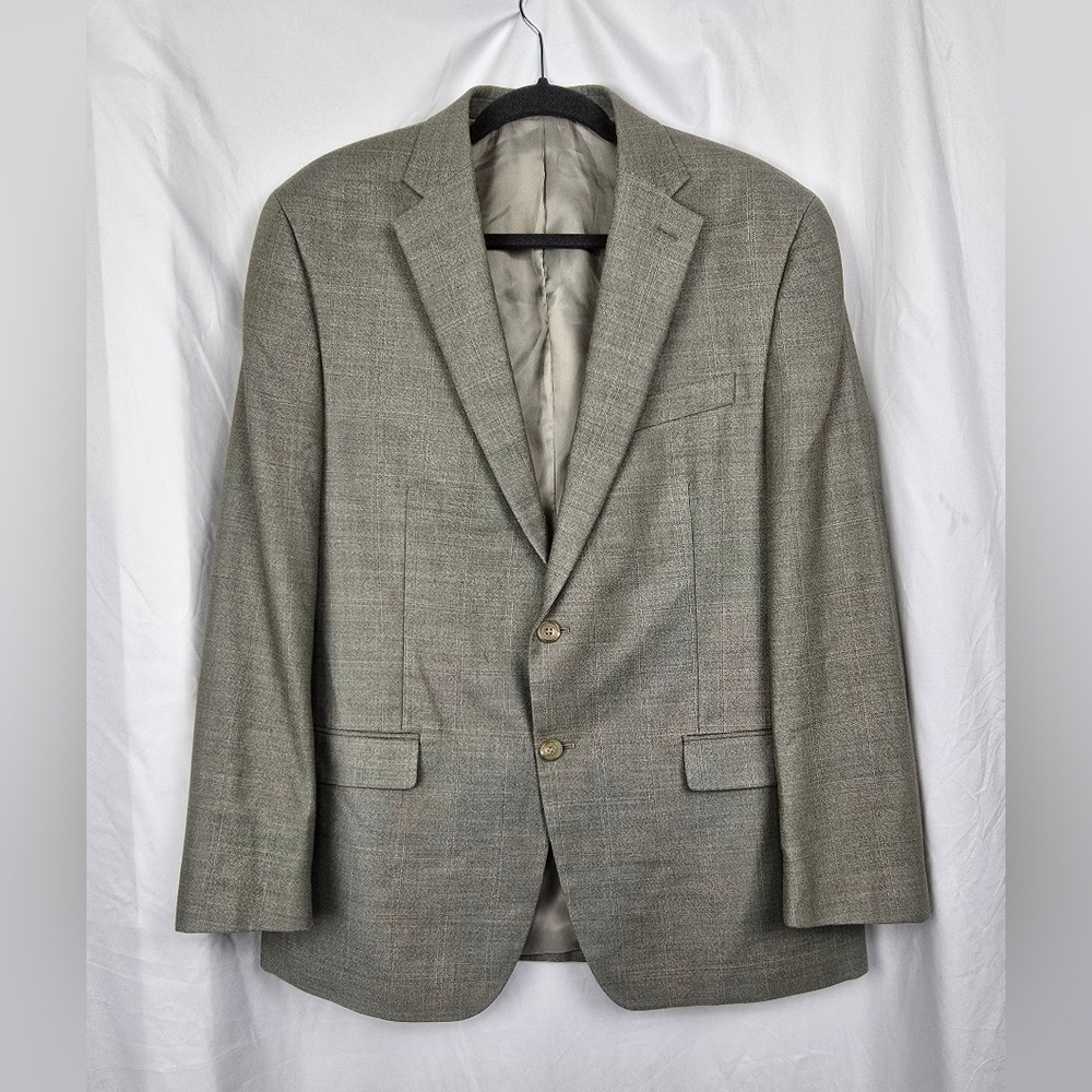 Lauren Ralph Lauren Silk Wool Plaid Beige Single Breasted Sport Coat Blazer 42R